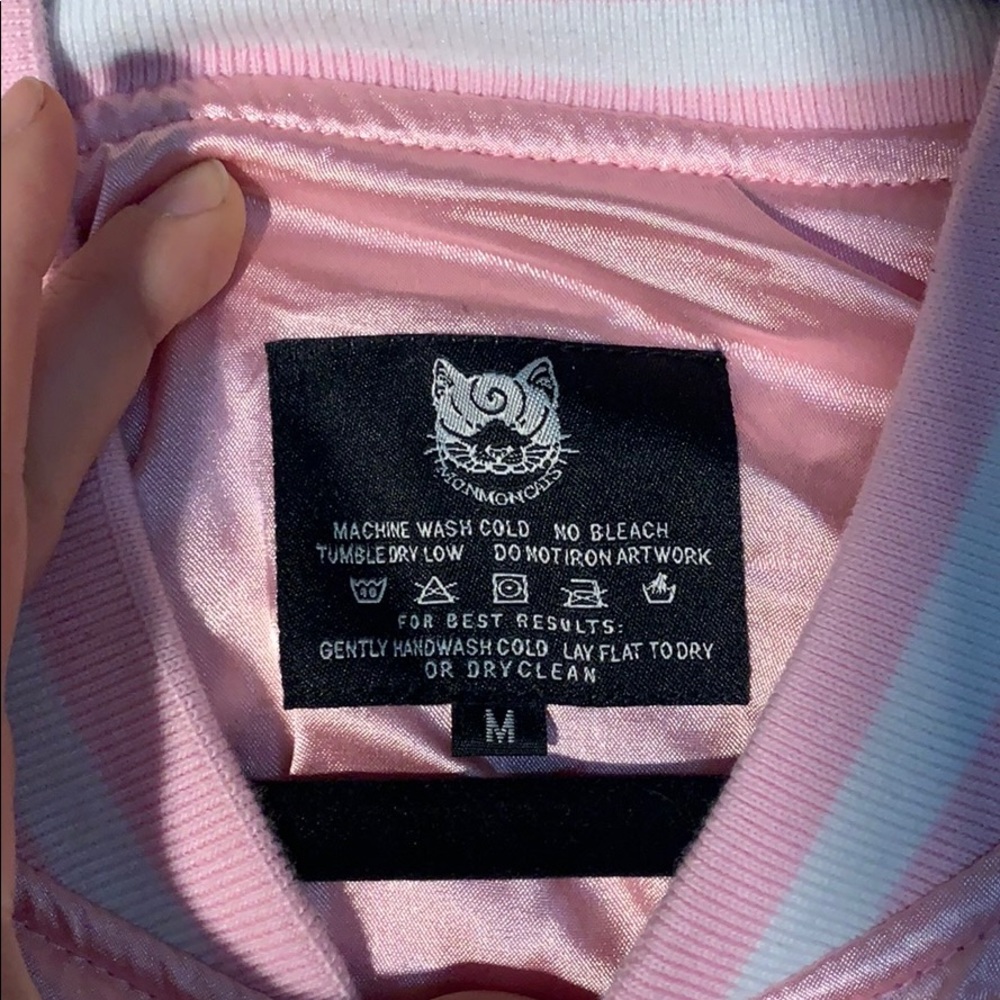 ✨MonMonCats✨ Pink Silk Varsity Jacket - Picture 4 of 9